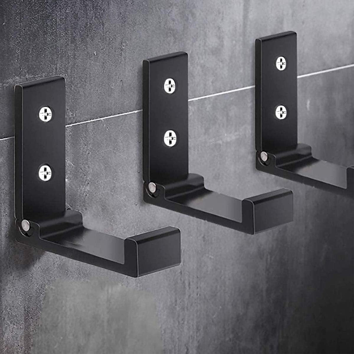 6 pieces - Foldable wall hooks - 6.7*7.5*2.5 cm - Clothes hook - concealable clothes hooks - heavy-duty wall hooks - aluminum hooks - with screws - foldable hooks - for hanging coats, bags, hats, and keys - black - Image 3