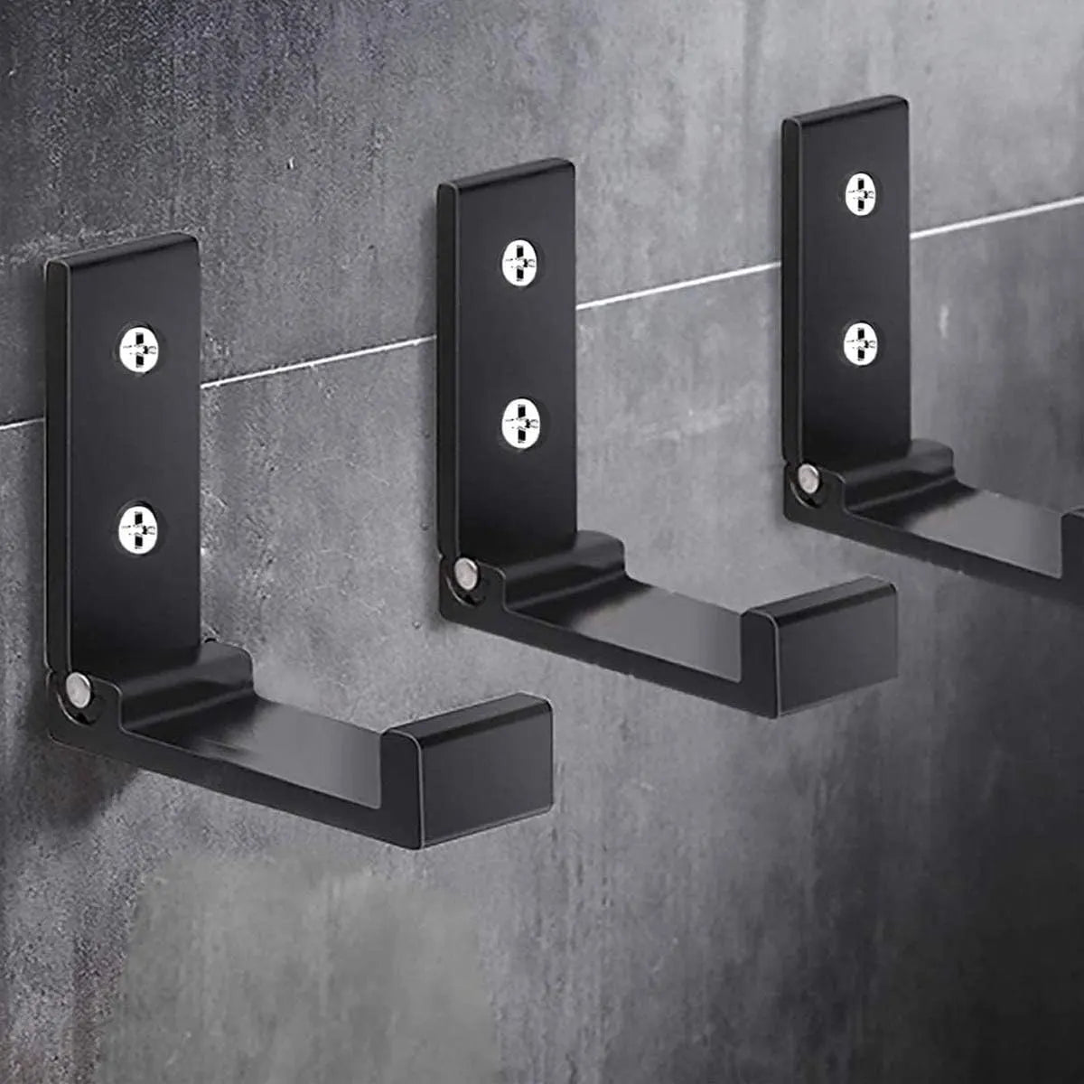 6 pieces - Foldable wall hooks - 6.7*7.5*2.5 cm - Clothes hook - concealable clothes hooks - heavy-duty wall hooks - aluminum hooks - with screws - foldable hooks - for hanging coats, bags, hats, and keys - black - Image 3