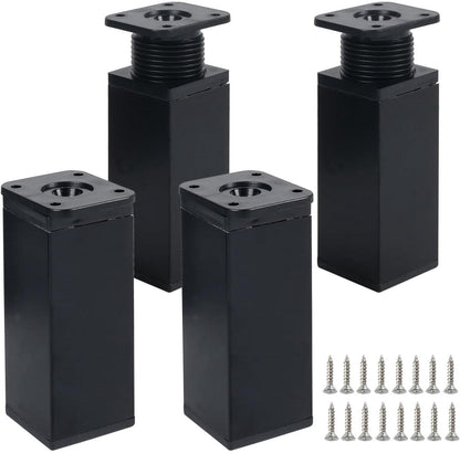 pieces - Furniture legs - 10 cm - Adjustable furniture feet - Adjustable table legs - sofa feet - bed feet - table legs - cabinet feet - cabinet leg - aluminum alloy table legs - for kitchen bench, sofas, coffee tables, furniture, cabinet and bed - black