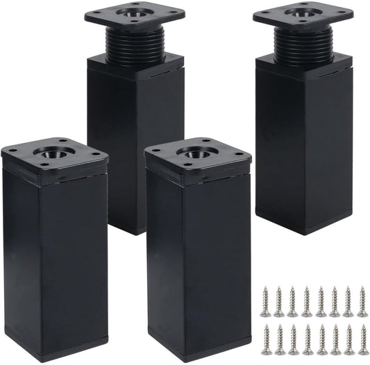 pieces - Furniture legs - 10 cm - Adjustable furniture feet - Adjustable table legs - sofa feet - bed feet - table legs - cabinet feet - cabinet leg - aluminum alloy table legs - for kitchen bench, sofas, coffee tables, furniture, cabinet and bed - black