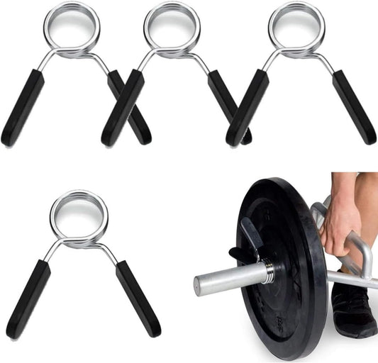 4 pieces - Barbell Clamp - 2.8 cm - Spring Barbell Clamp - Dumbbell Clip - Spring Clips for Weights - Barbell Bars - Clamp Ring - Spring Clips - Locking Clip Ring Bodybuilding - for Weightlifting, Training Barbell, Bars, Plates, Gym - Black