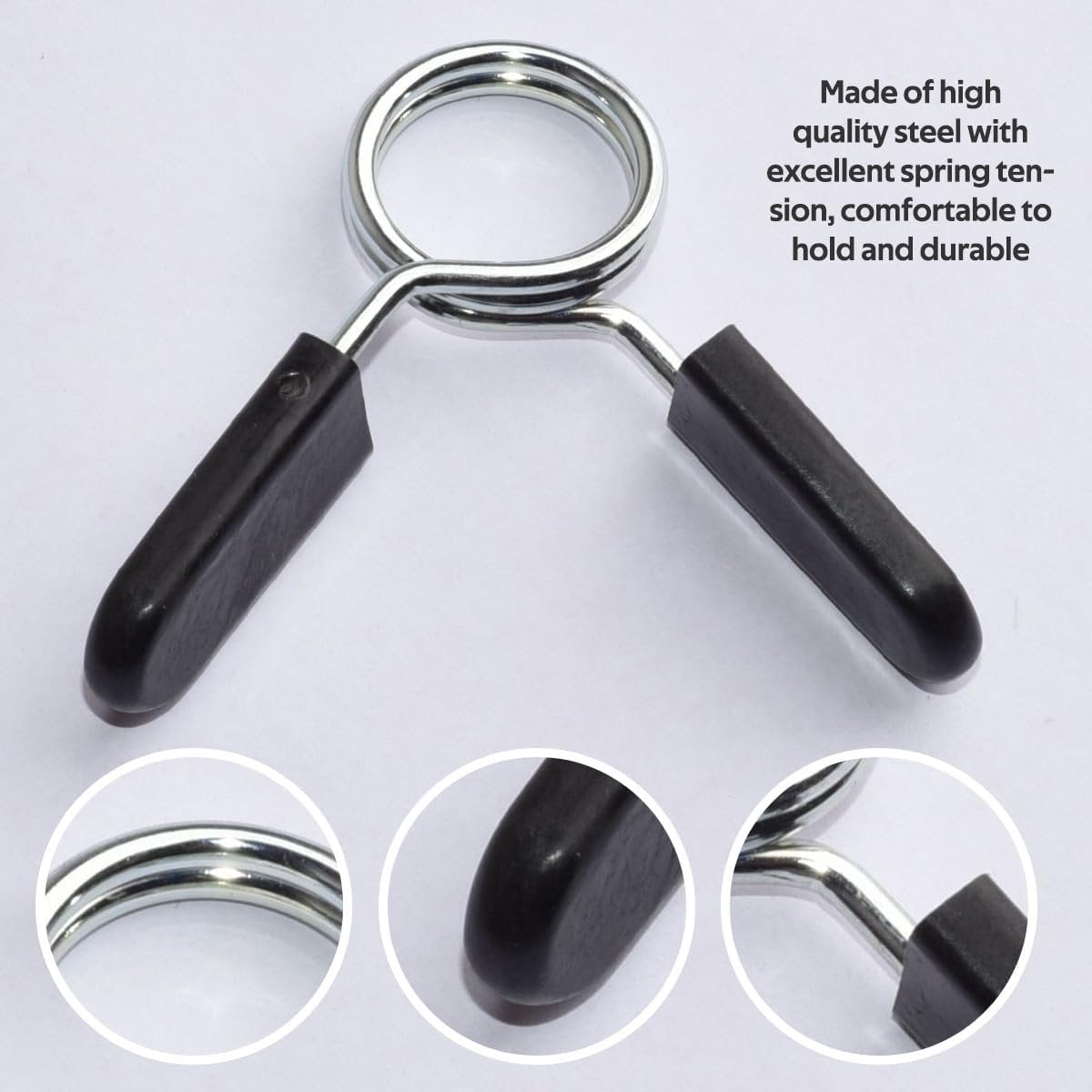 4 pieces - Barbell Clamp - 2.8 cm - Spring Barbell Clamp - Dumbbell Clip - Spring Clips for Weights - Barbell Bars - Clamp Ring - Spring Clips - Locking Clip Ring Bodybuilding - for Weightlifting, Training Barbell, Bars, Plates, Gym - Black - Image 3