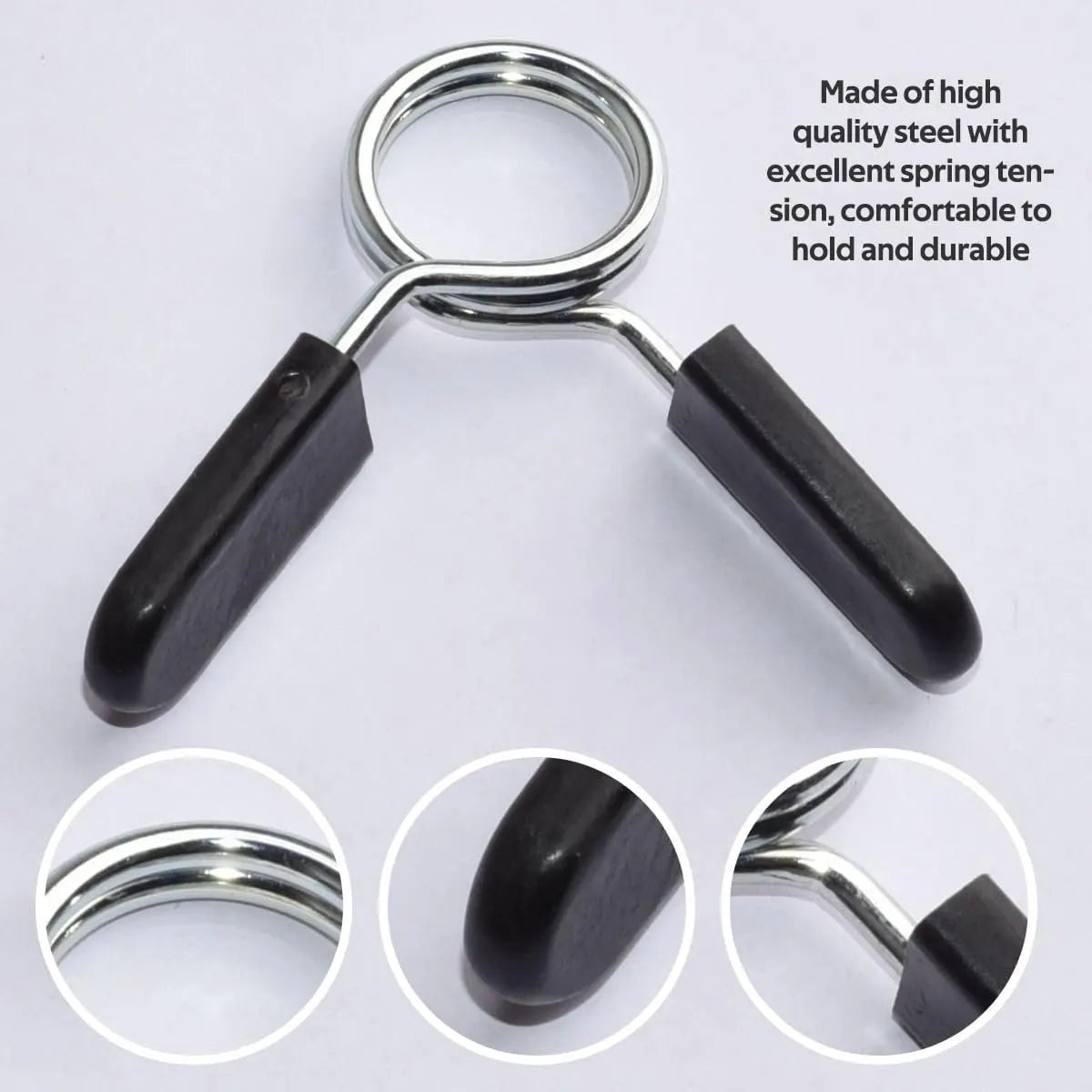 4 pieces - Barbell Clamp - 2.8 cm - Spring Barbell Clamp - Dumbbell Clip - Spring Clips for Weights - Barbell Bars - Clamp Ring - Spring Clips - Locking Clip Ring Bodybuilding - for Weightlifting, Training Barbell, Bars, Plates, Gym - Black - Image 3
