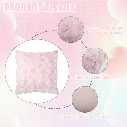 pieces - Pillowcase - Cushion covers - Cushion covers with bow - Decorative pillowcases - Room Decoration - Home Decoration - for the living room, bedroom and sofa - 45*45 cm - pink - (NO cushion core) - Image 2