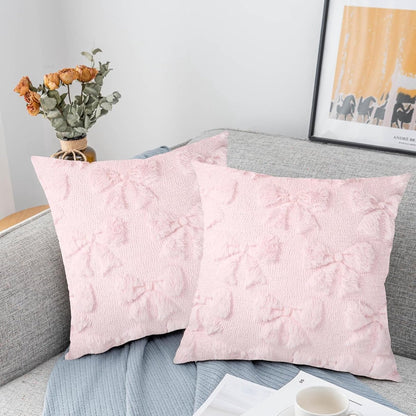 pieces - Pillowcase - Cushion covers - Cushion covers with bow - Decorative pillowcases - Room Decoration - Home Decoration - for the living room, bedroom and sofa - 45*45 cm - pink - (NO cushion core) - Image 3