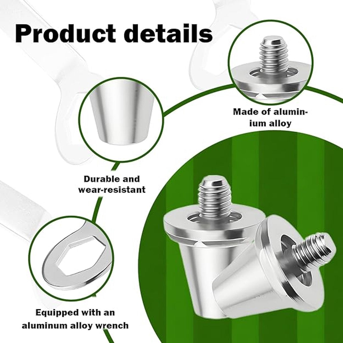 12 pieces - football studs - replacement metal football studs - 8 11mm and 4 13mm football studs - with tools - replacement football studs for football boots - football boot accessories - silver - Image 4