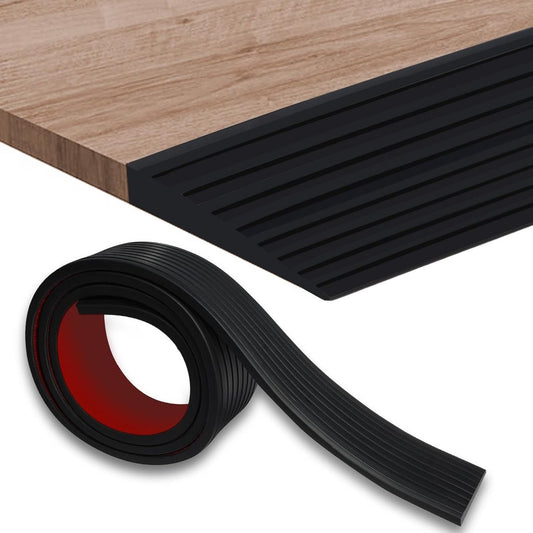 Threshold ramp - 1 m*10mm*50mm - Rubber threshold aid - Threshold ramps - Drive-up ramp - Threshold ramps for doors - Loading ramp - Threshold plate - Anti-slip - self-adhesive rubber threshold ramp - for wheelchairs, strollers and scooters - black