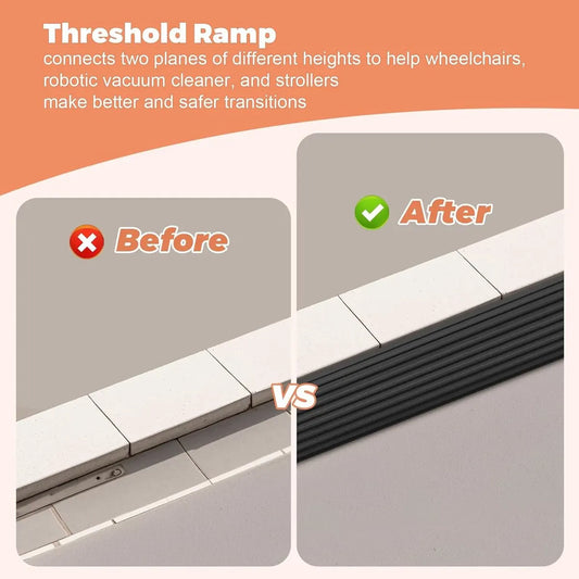 Threshold ramp - 1 m*10mm*50mm - Rubber threshold aid - Threshold ramps - Drive-up ramp - Threshold ramps for doors - Loading ramp - Threshold plate - Anti-slip - self-adhesive rubber threshold ramp - for wheelchairs, strollers and scooters - black - Image 3