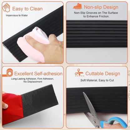 Threshold ramp - 1 m*10mm*50mm - Rubber threshold aid - Threshold ramps - Drive-up ramp - Threshold ramps for doors - Loading ramp - Threshold plate - Anti-slip - self-adhesive rubber threshold ramp - for wheelchairs, strollers and scooters - black - Image 5