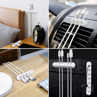 3 pieces - Cable holder - Cable clamp holder - cable management system - cable organizer - cable clip - desk organizer - cable tray - for cables, power cords, USB charging cables, chargers, audio cables - 3, 5, 7-hole - white - Image 3