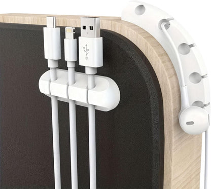 3 pieces - Cable holder - Cable clamp holder - cable management system - cable organizer - cable clip - desk organizer - cable tray - for cables, power cords, USB charging cables, chargers, audio cables - 3, 5, 7-hole - white - Image 4