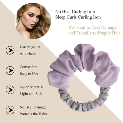 Heatless Curls - Curling Band - Heat-Free Curling Headband - Curls Without Heat - Hair Curler - Heatless Overnight Hair Curlers for Long Hair - Soft Pink Scrunchie - Curly Artifact - Purple - Image 2