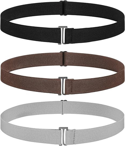 Elastic trouser belt - 3 Pieces - Elastic belt - women's belt - Adjustable Elastic - Trouser belt - Stretch Belts - stretchable belt - trouser belt - Non-slip Waist belt For Men and Women - For Jeans, Trousers and Dresses - Black, Grey, Brown