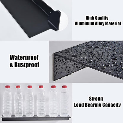 Bathroom Shelf - Wall-Mounted Shower Shelf - 2 Pieces - Soap Holder - Shelf - Modern Design Wall Shelves 30 cm - Bathroom Rack - Organizer - Metal Wall Shelf - Shower Shelf - for Bathroom, Living Room, Kitchen, Office - Shampoo Rack - Black - Image 5