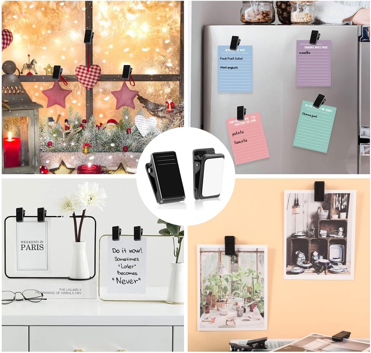 60 pieces - 1.3*2.6 cm - PP clip - self-adhesive spring clips - acrylic glue clips - self-adhesive plastic wall clips - small self-adhesive clip - small size mini spring clips - for Christmas decorations, photos, posters, school, office - black - Image 4