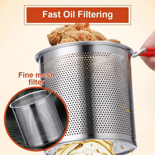 Stainless Steel Deep Fryer - Small Deep Fryer - Filter Jug - With Kitchen Clip - Separates Grease Residues - Deep Fryer with Basket - Mini Deep Fryer - Deep Fryer - Chip Fryer - Household Deep Fryer - Suitable for Gas and Induction - For Kitchen and Campi - Image 3