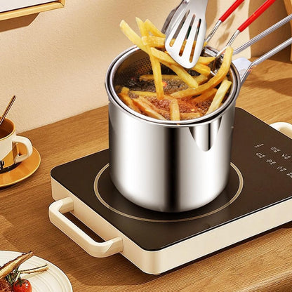 Stainless Steel Deep Fryer - Small Deep Fryer - Filter Jug - With Kitchen Clip - Separates Grease Residues - Deep Fryer with Basket - Mini Deep Fryer - Deep Fryer - Chip Fryer - Household Deep Fryer - Suitable for Gas and Induction - For Kitchen and Campi - Image 5