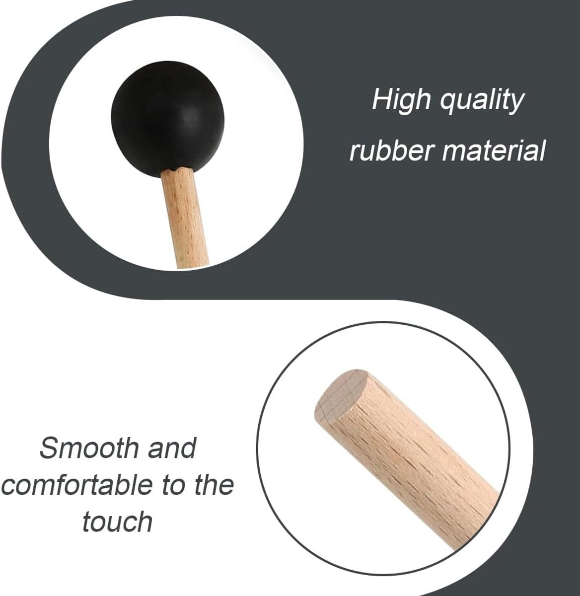 1 pair - Drumsticks - Mallets Sticks - Mallets - Wooden xylophone sticks - - hollow drumsticks - wooden percussion sticks with wooden handle - rhythm sticks - for glockenspiel, wooden block, percussion instruments - 18.7 cm - black - Image 4