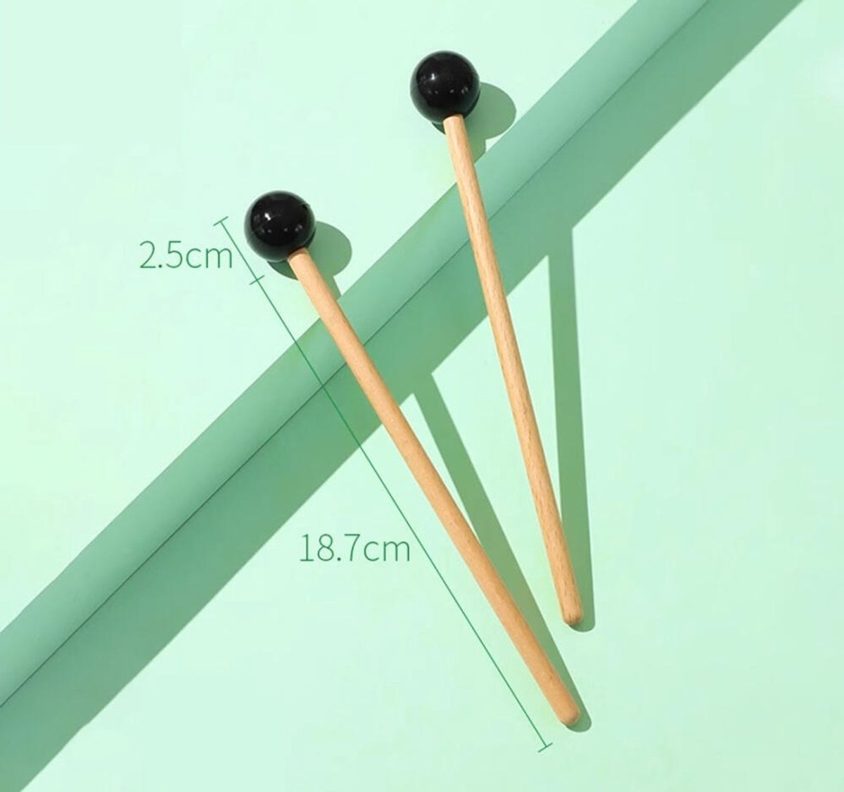 1 pair - Drumsticks - Mallets Sticks - Mallets - Wooden xylophone sticks - - hollow drumsticks - wooden percussion sticks with wooden handle - rhythm sticks - for glockenspiel, wooden block, percussion instruments - 18.7 cm - black - Image 5
