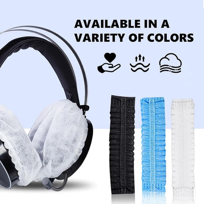 Elastic Headphone Hygiene Cases - 100 pieces - non-woven fabric headphone covers - replacement headphone hygiene cases - elastic stretch - universal - cover case 11cm - for home, sports and office - White - Image 2