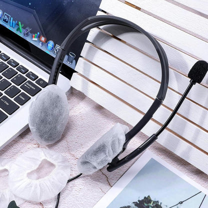 Elastic Headphone Hygiene Cases - 100 pieces - non-woven fabric headphone covers - replacement headphone hygiene cases - elastic stretch - universal - cover case 11cm - for home, sports and office - White - Image 3