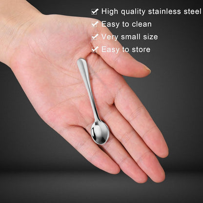 10 pieces - Spoon - Kitchen sauce spoon - Sauce spoon - Spice spoon - Small spoons for spice jars - mini spoons - Stainless steel small spoons - Kitchen utensils - for herbs, salt, pepper, spices, sugar, honey, coffee - 7.5 cm - silver - Image 3