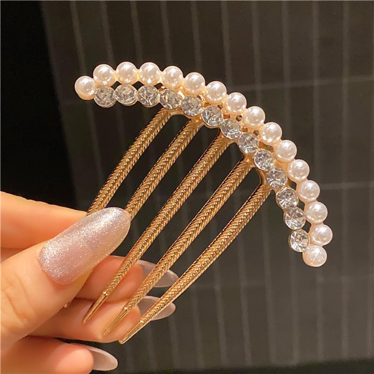 2 pieces - Hair comb - Hair clip - Hairpin - Hair clamps - U-shaped side comb - pearl side hair combs - crystal rhinestone hair comb - bridal hairpieces - decorative combs - hairpins - headwear - hair accessories - Image 3