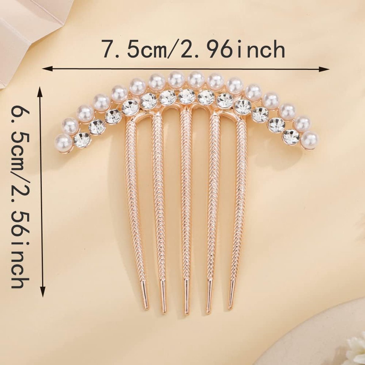 2 pieces - Hair comb - Hair clip - Hairpin - Hair clamps - U-shaped side comb - pearl side hair combs - crystal rhinestone hair comb - bridal hairpieces - decorative combs - hairpins - headwear - hair accessories - Image 5
