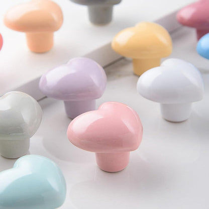 Set of 6 pink ceramic knobs - heart shape - with screws for drawers - cabinets - kitchen furniture - decorative handles - Image 5