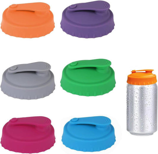 Can Cover - 6 Pieces - Silicone Soda Cans - Can Closer - Silicone Can Lids - Drink Protector - Dust and Spill Anti - Insect Anti - Easy to Clean - Reusable - Fits All Cans - Freshness Cap - 6 Colors