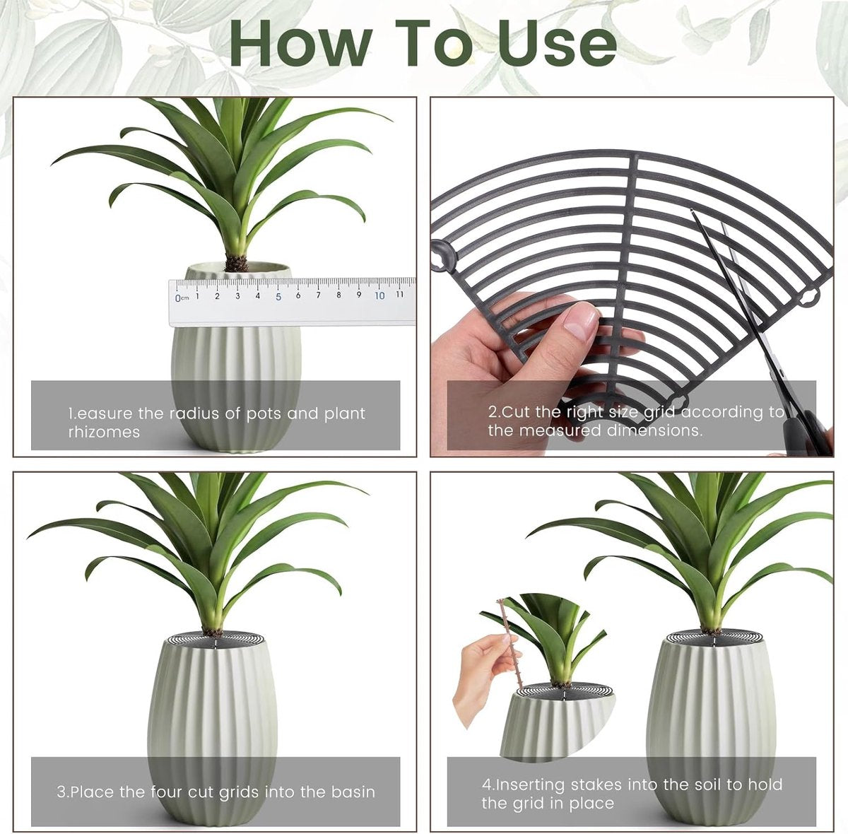 2 pieces - plant pot cover - 30 cm - Flowerpot grid - planter cover set - plantpot grid bottom protectors - with 16 posts - plant covers - for indoor and outdoor gardening - plant protectors - keeps cats and squirrels out of the flowerpot - black - Image 3