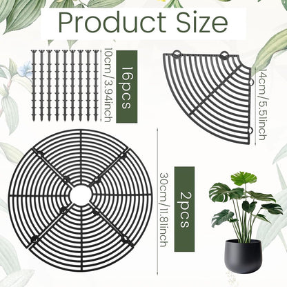 2 pieces - plant pot cover - 30 cm - Flowerpot grid - planter cover set - plantpot grid bottom protectors - with 16 posts - plant covers - for indoor and outdoor gardening - plant protectors - keeps cats and squirrels out of the flowerpot - black - Image 5