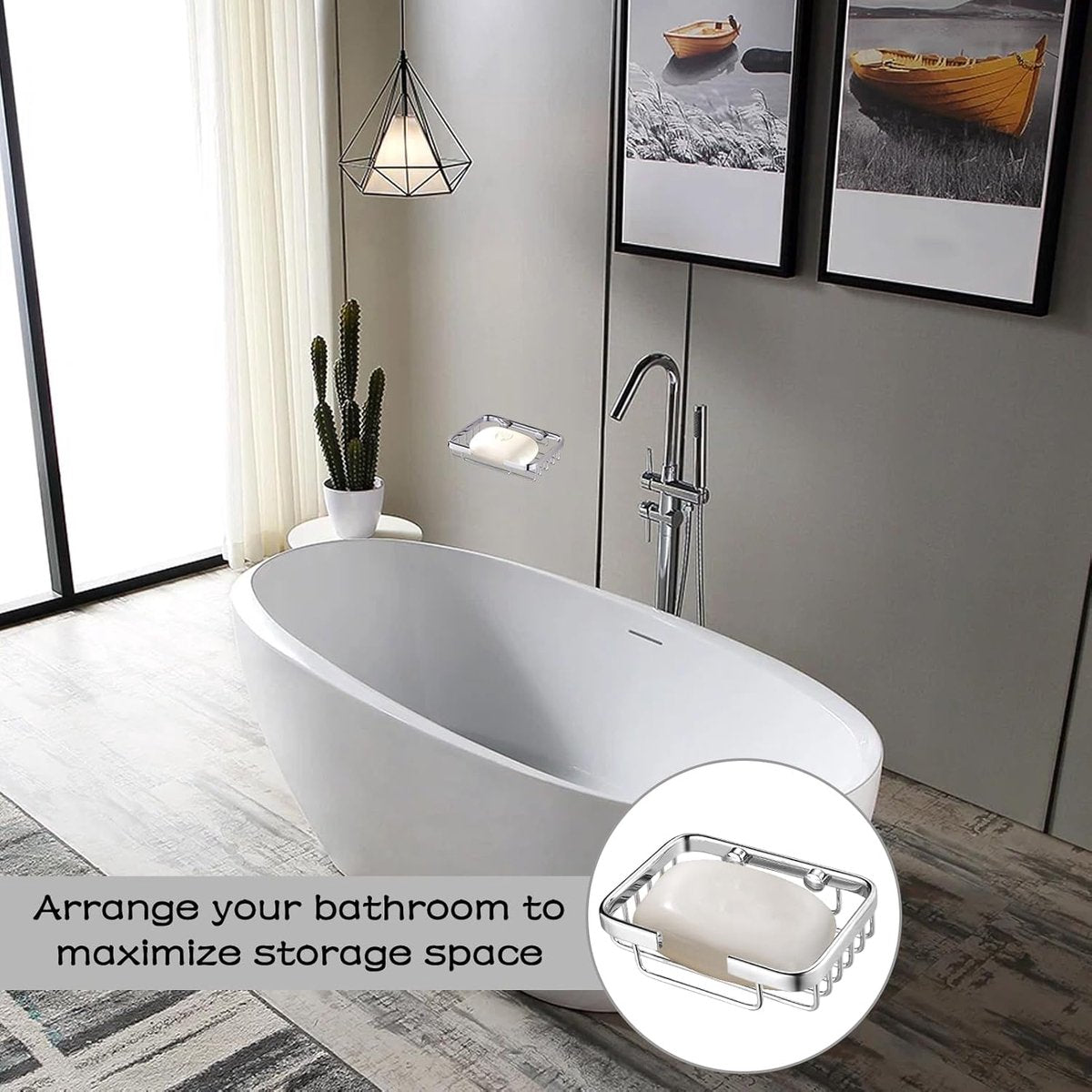 Soap Holder - 135*85*35 cm - Waterproof Stainless Steel Soap Dish - Storage Rack - Stainless Steel Metal Wall-Mounted Soap Rack - Shower Soap Basket - Soap Rack - Dish Holder - Sink Rack - With Screws - For Shower, Bathroom, Bath, Kitchen, Washbasin - Sil - Image 2