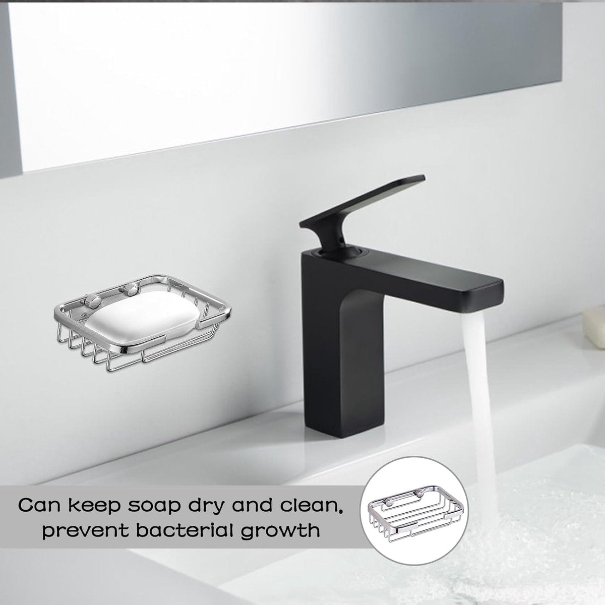 Soap Holder - 135*85*35 cm - Waterproof Stainless Steel Soap Dish - Storage Rack - Stainless Steel Metal Wall-Mounted Soap Rack - Shower Soap Basket - Soap Rack - Dish Holder - Sink Rack - With Screws - For Shower, Bathroom, Bath, Kitchen, Washbasin - Sil - Image 3