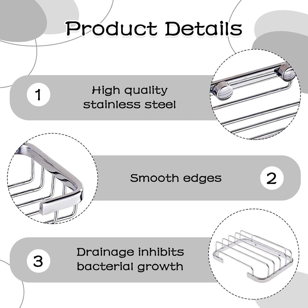 Soap Holder - 135*85*35 cm - Waterproof Stainless Steel Soap Dish - Storage Rack - Stainless Steel Metal Wall-Mounted Soap Rack - Shower Soap Basket - Soap Rack - Dish Holder - Sink Rack - With Screws - For Shower, Bathroom, Bath, Kitchen, Washbasin - Sil - Image 4