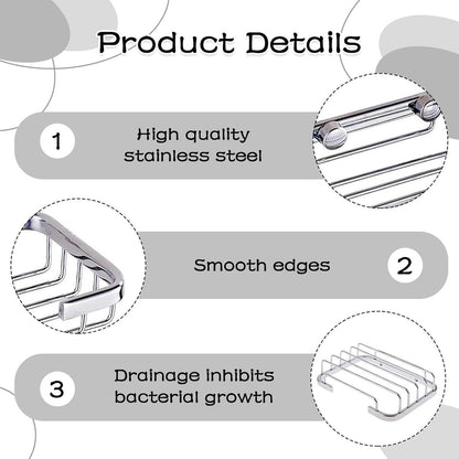 Soap Holder - 135*85*35 cm - Waterproof Stainless Steel Soap Dish - Storage Rack - Stainless Steel Metal Wall-Mounted Soap Rack - Shower Soap Basket - Soap Rack - Dish Holder - Sink Rack - With Screws - For Shower, Bathroom, Bath, Kitchen, Washbasin - Sil - Image 4