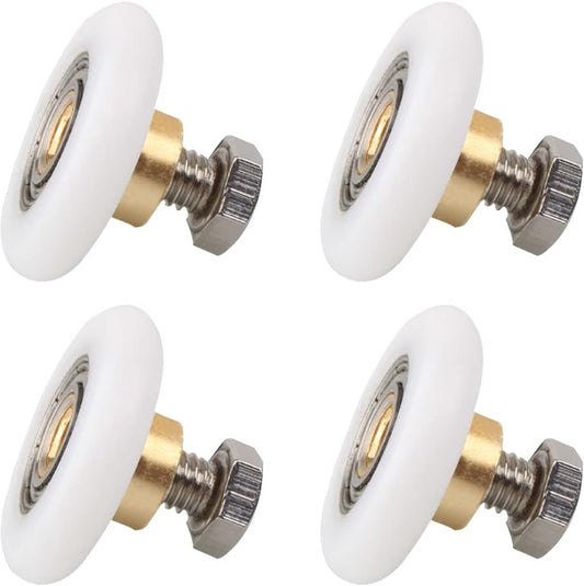 pieces - shower door rollers - 20 mm - sliding door wheels for showers - replacement roller guide wheels - for home, bathroom, DIY - replacement parts for glass holes - for shower doors, sliding door wheels and gliders - white