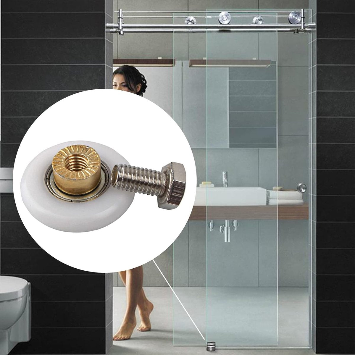 pieces - shower door rollers - 20 mm - sliding door wheels for showers - replacement roller guide wheels - for home, bathroom, DIY - replacement parts for glass holes - for shower doors, sliding door wheels and gliders - white - Image 3