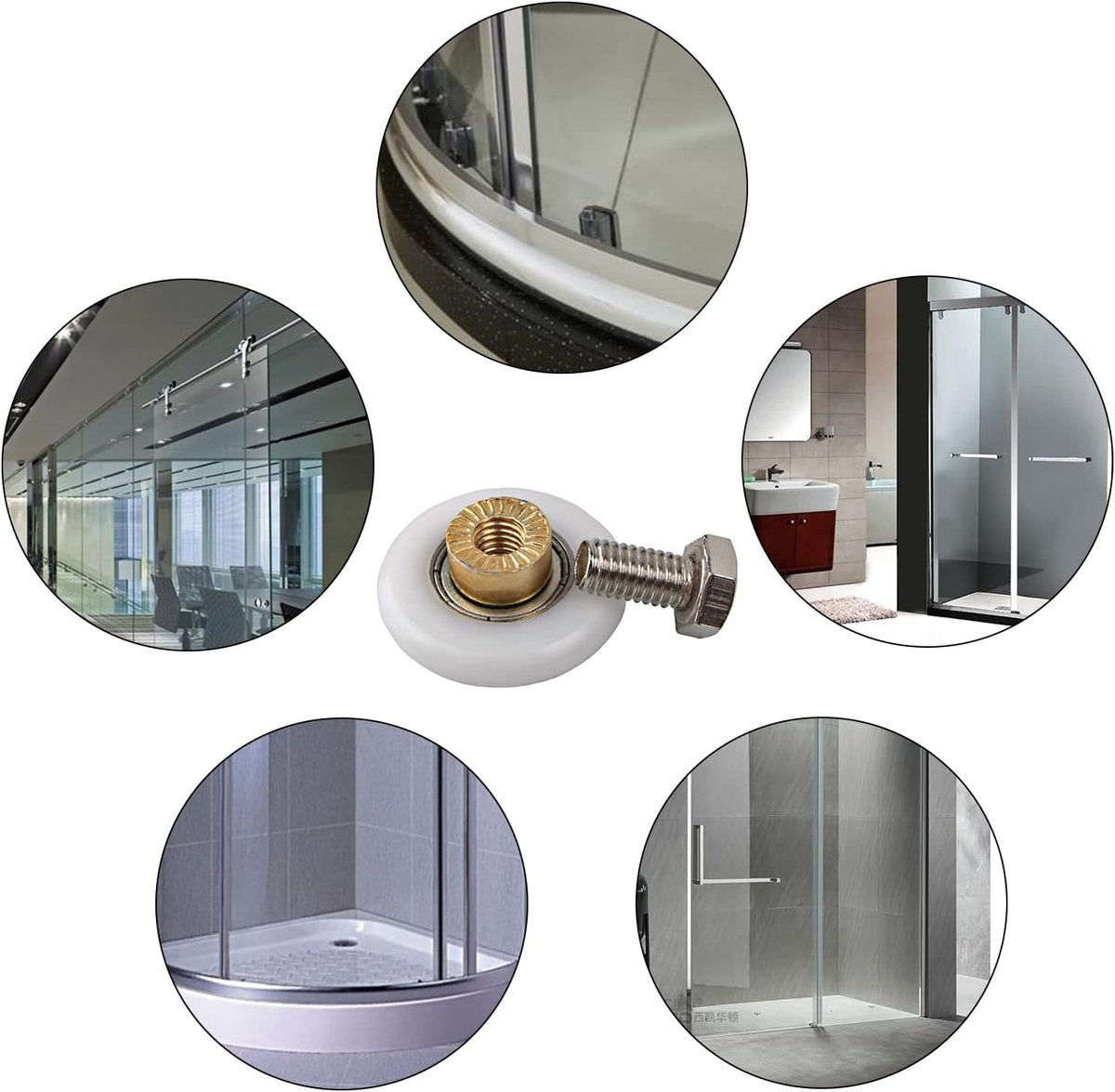 pieces - shower door rollers - 20 mm - sliding door wheels for showers - replacement roller guide wheels - for home, bathroom, DIY - replacement parts for glass holes - for shower doors, sliding door wheels and gliders - white - Image 4