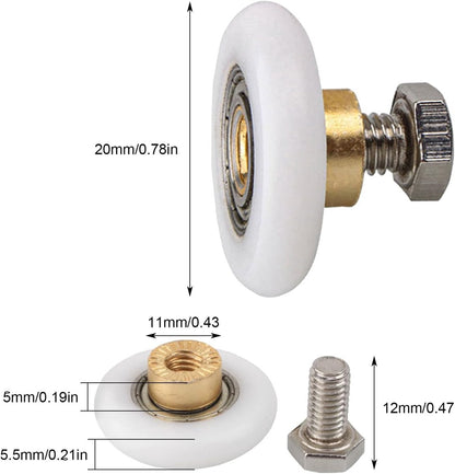 pieces - shower door rollers - 20 mm - sliding door wheels for showers - replacement roller guide wheels - for home, bathroom, DIY - replacement parts for glass holes - for shower doors, sliding door wheels and gliders - white - Image 5