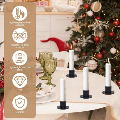 4 pieces - Candlesticks - Candle holder - Candle stand - metal candle holders - modern candle holders - home decoration - for the living room, parties, Christmas, weddings - Φ2.5 cm - 5*2.7 cm - black - Image 2