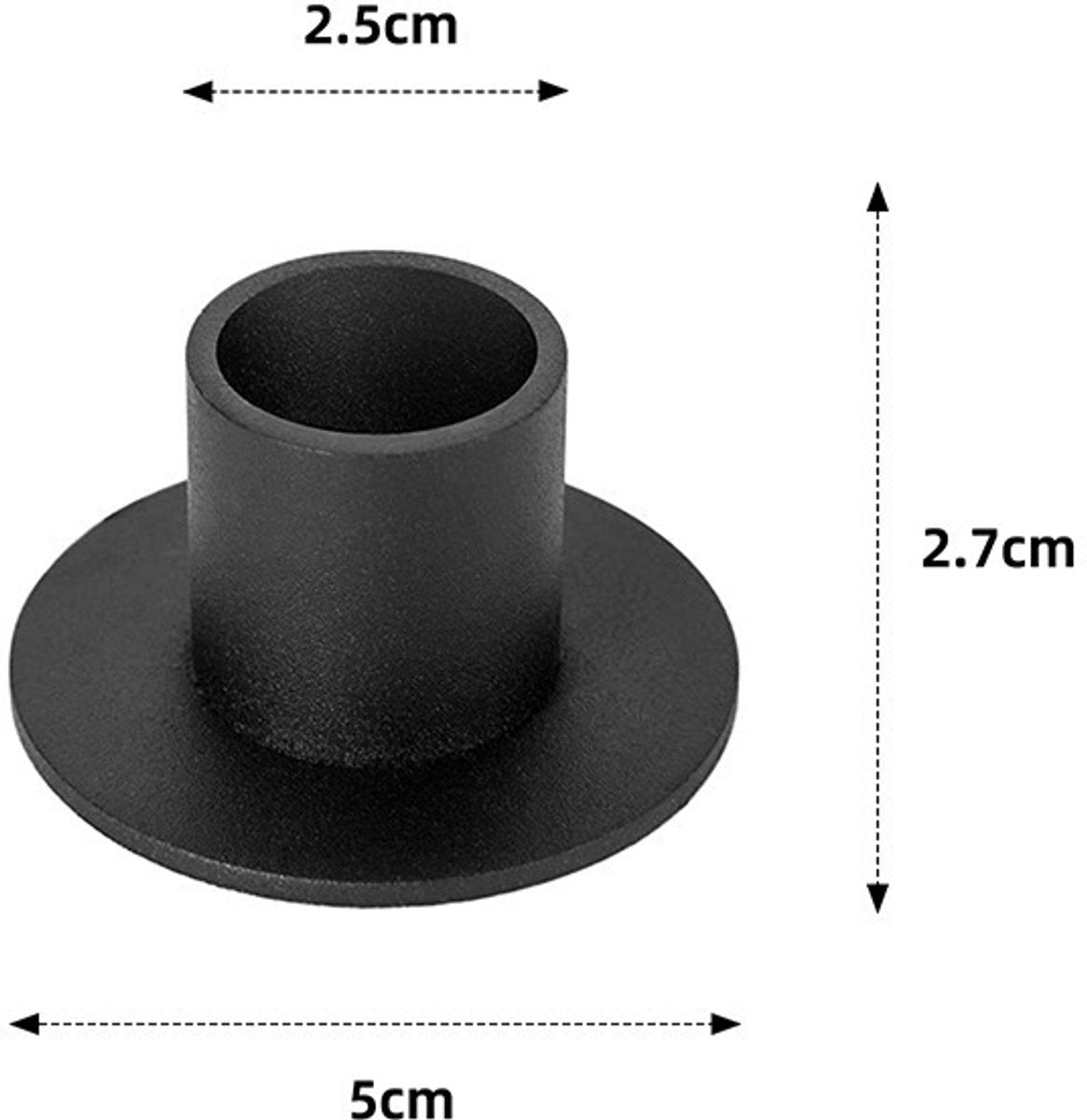4 pieces - Candlesticks - Candle holder - Candle stand - metal candle holders - modern candle holders - home decoration - for the living room, parties, Christmas, weddings - Φ2.5 cm - 5*2.7 cm - black - Image 5