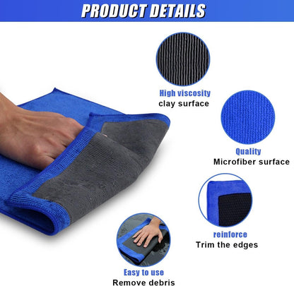 2 pieces - Car clay cloth - Car wash towel - Car cleaning towel - Clay bar - Clay towel - Clay bar towel - Car cleaning - detailing cloth - perforated polishing cloth - cleaning cloth - for car detailing, car cleaning - 30*30 cm - blue - Image 3