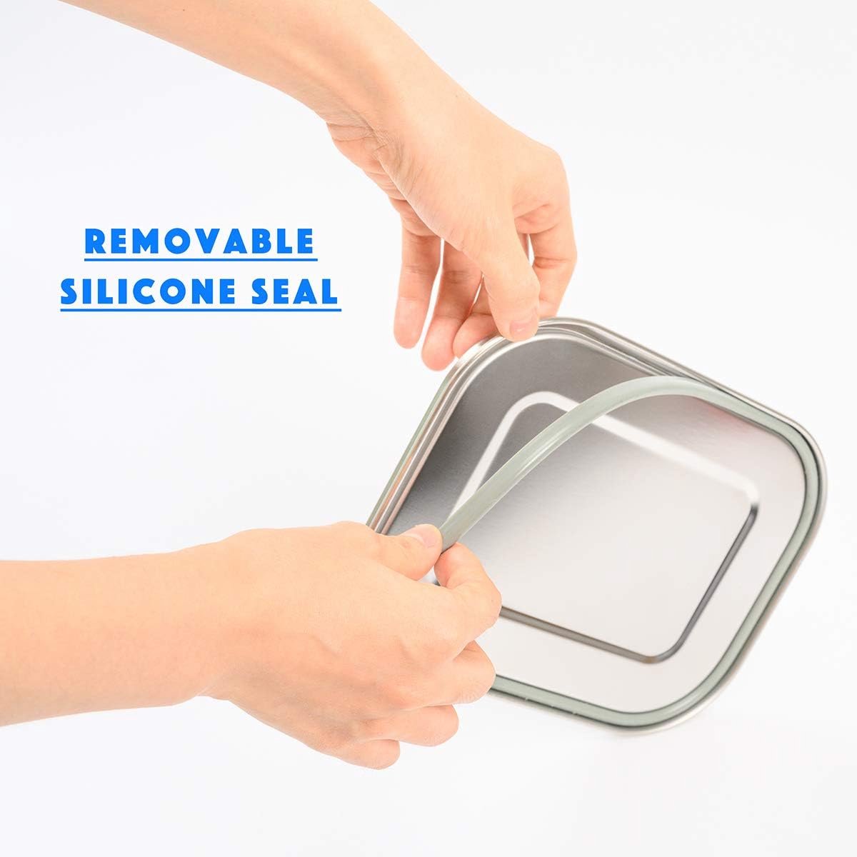 1400ml Lunchbox - Sandwich Box - Bento Box - Stainless Steel Food Containers - Adult Lunchbox - Sandwich Container - Metal Bento Lunchbox - Stainless Steel Food Storage Containers with Separate Compartments - Leakproof - Reusable - Microwave Safe - Image 4