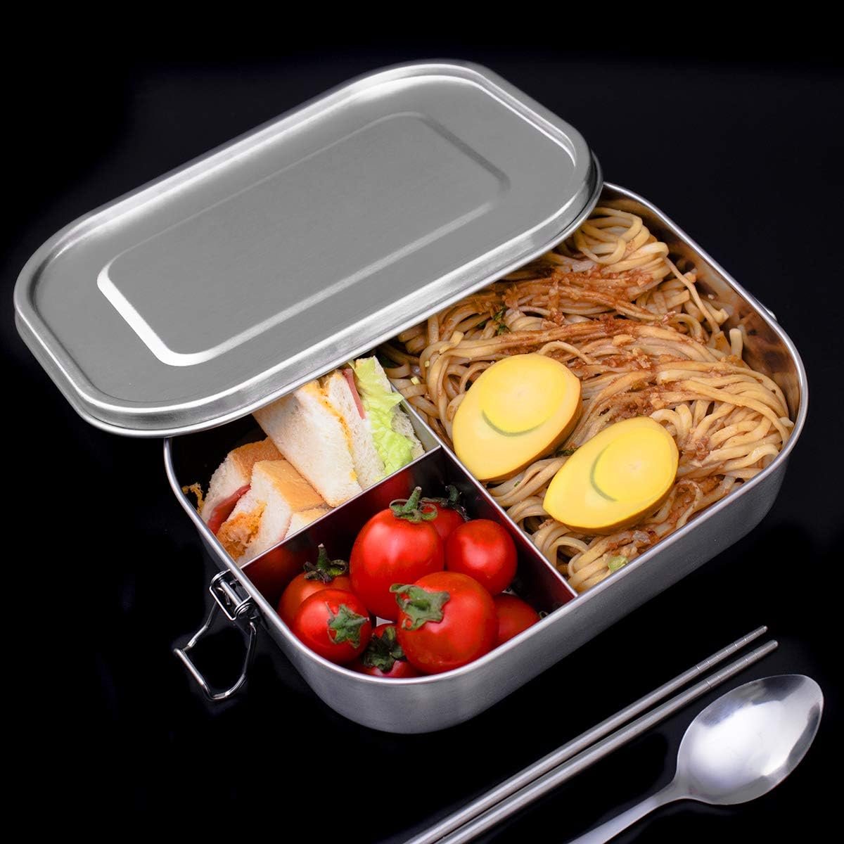 1400ml Lunchbox - Sandwich Box - Bento Box - Stainless Steel Food Containers - Adult Lunchbox - Sandwich Container - Metal Bento Lunchbox - Stainless Steel Food Storage Containers with Separate Compartments - Leakproof - Reusable - Microwave Safe - Image 5