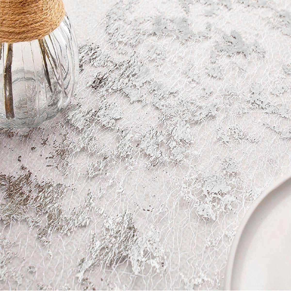 Table Runner - 28*275 cm - Silver Table Runner - Silver Gold Foil Table Runner - Tablecloth - Polyester Table Runner - Sparkling Metal Mesh Roll Table Runner - for Wedding Decorations, New Year's Decorations, and Birthday Parties - Image 3