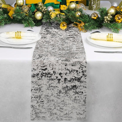 Table Runner - 28*275 cm - Silver Table Runner - Silver Gold Foil Table Runner - Tablecloth - Polyester Table Runner - Sparkling Metal Mesh Roll Table Runner - for Wedding Decorations, New Year's Decorations, and Birthday Parties - Image 4