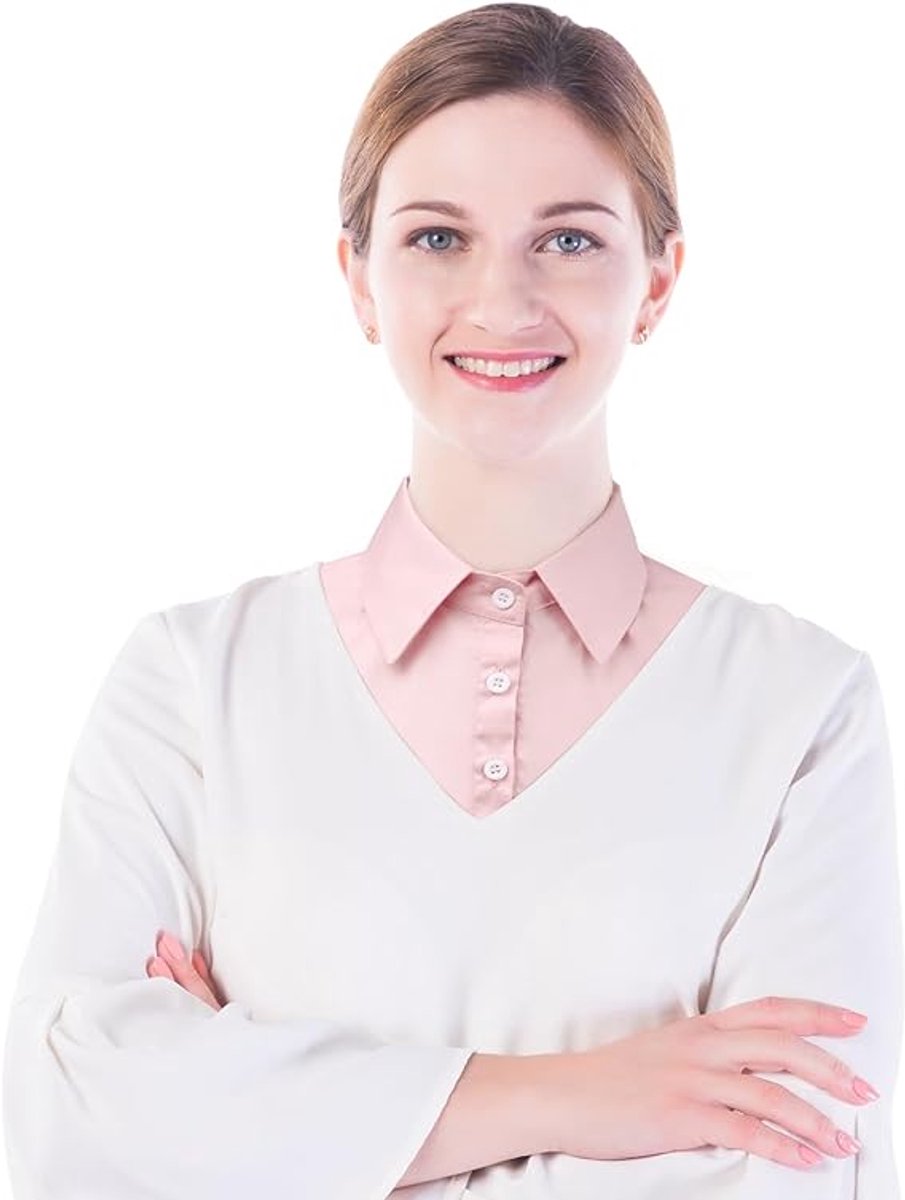 2 pieces - Women's Shirt Collar - Shirt Collar - Detachable Collar - Small Shirt Collar - Faux Detachable Collar - Detachable Pointed Collar - Small Collar - Pointed Collar - Shirt Replacement - Blouse - Adjustable - One Size - White, Pink - Image 2