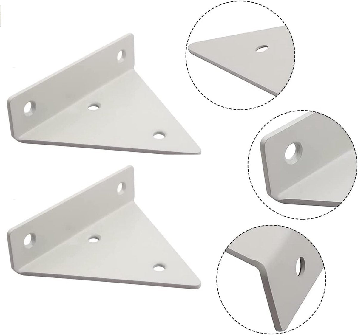 4 pieces - Shelf brackets - 10*8 cm - Wall-mounted floating bracket - Concealed shelf bracket - metal shelf brackets - triangular shelf bracket - with screws - invisible shelf bracket - for living room, bathroom and bedroom decor - white - Image 4