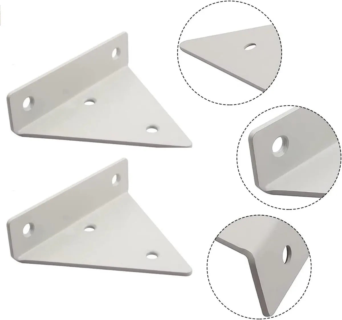 4 pieces - Shelf brackets - 10*8 cm - Wall-mounted floating bracket - Concealed shelf bracket - metal shelf brackets - triangular shelf bracket - with screws - invisible shelf bracket - for living room, bathroom and bedroom decor - white - Image 4